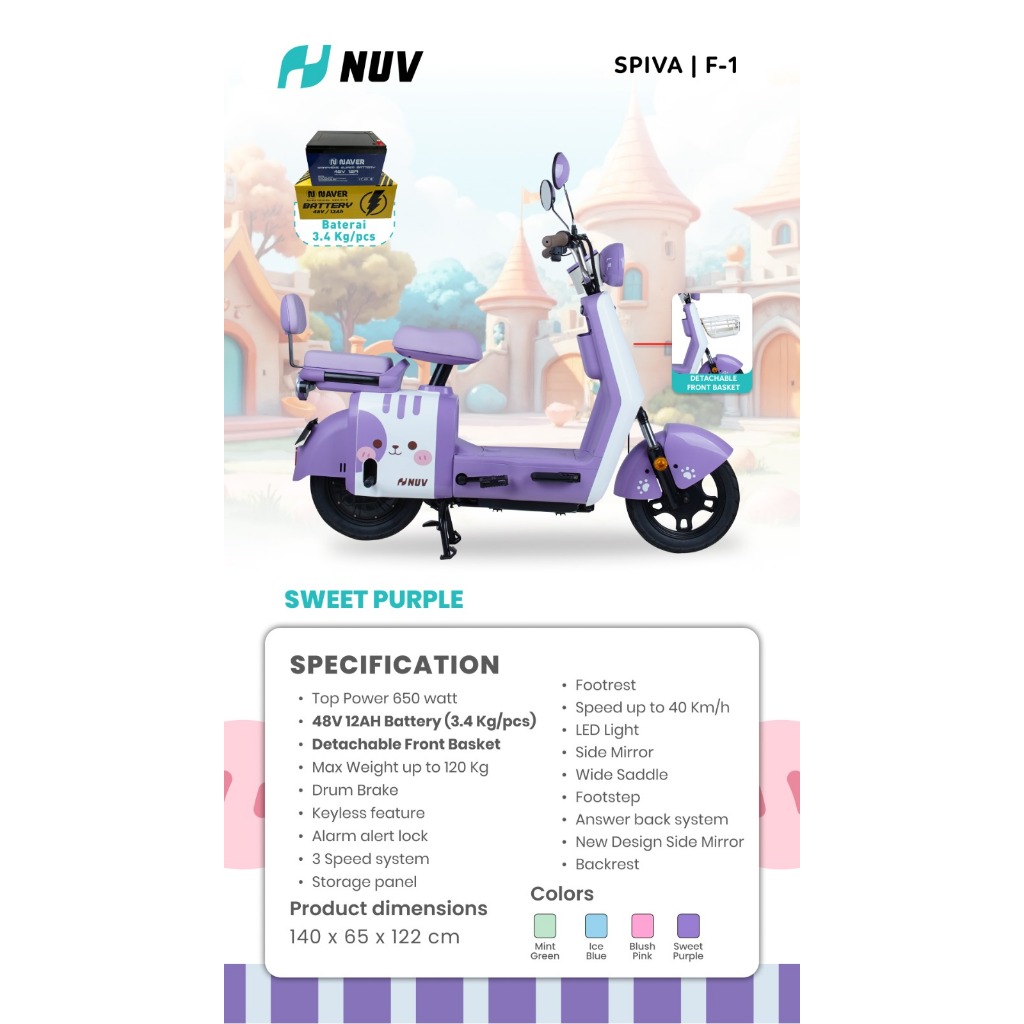 sepeda listrik terbaru nuv spiva F-1 sepeda listrik 650 watt