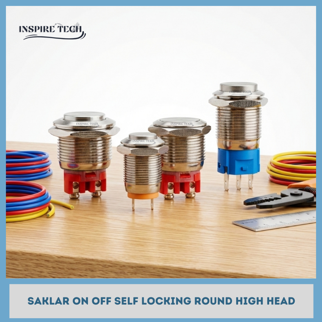 Jual Saklar Push Button Stainless Self Locking High Round Head 12/16/19 ...