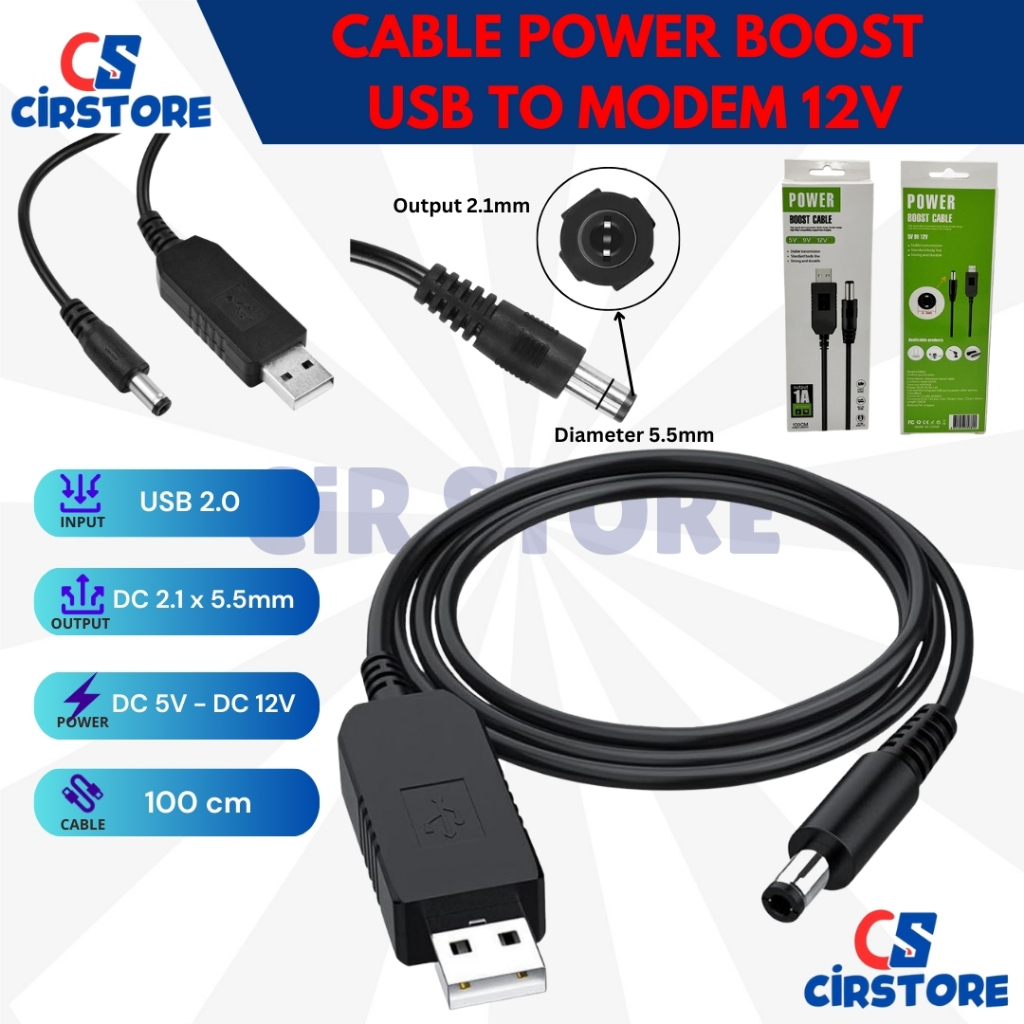 Jual kabel data wifi modem 5V to 12V Kabel USB Powerbank To 12v Modem ...