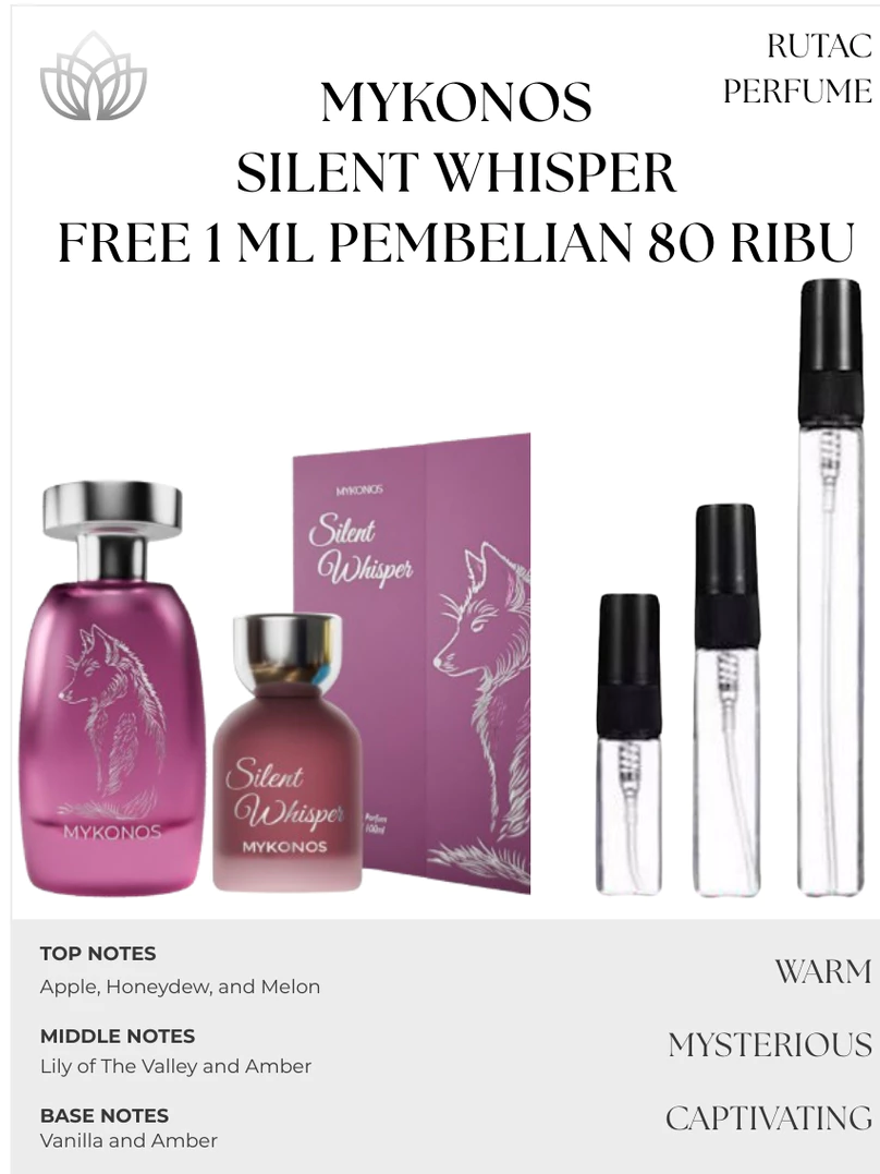 Decant Parfum Mykonos Silent Whisper 5 ml | Parfum Unisex  | Tester Parfum Pria & Wanita + silent-whisper