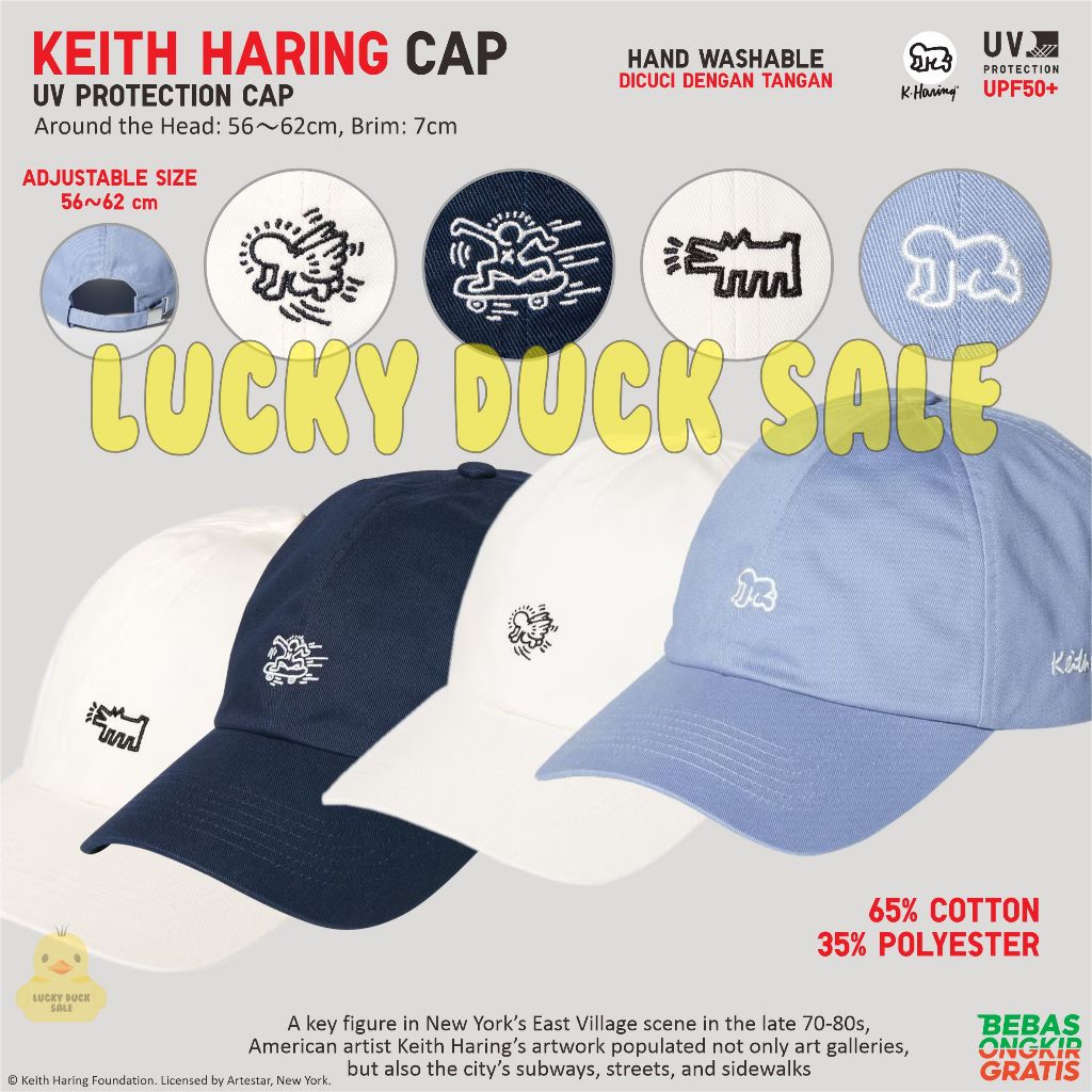 Jual UNIQLO Cap Keith Haring UV Protection Topi Pop Art Modern Radiant ...