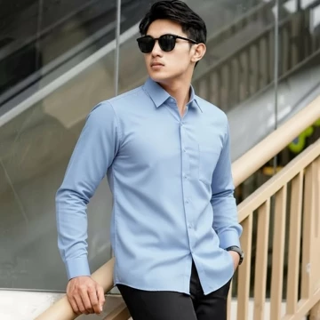 Sallamahgo Kemeja Pria Polos Lengan Panjang Kemeja Polos Casual Slimfit Bahan Katun Big Size