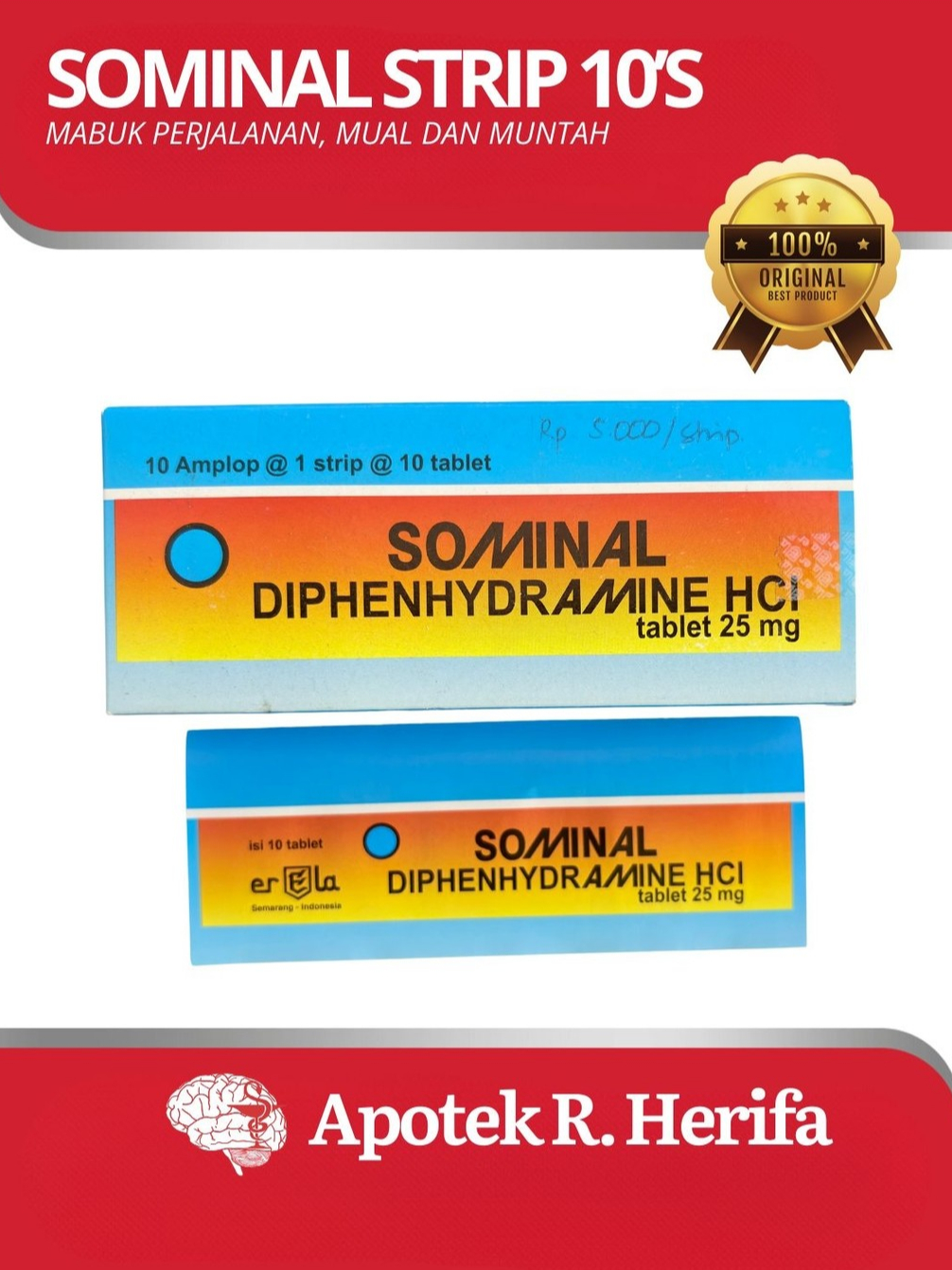 Jual Sominal 25mg Strip isi 10 Tablet - Mabuk Perjalanan, Mual & Muntah ...