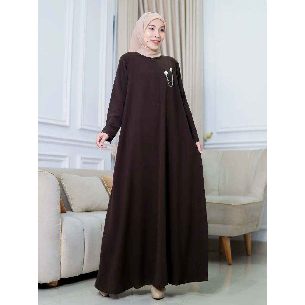 Baju Gamis Polos Casual Size S M L XL 3L XXL Fashion Muslim Wanita Bahan Sabrina Anti UV untuk aktivitas harian