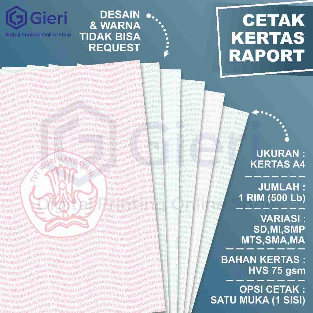 Jual Gieri - Kertas Raport / Kertas Raport A4 / Kertas Raport SD, MI ...