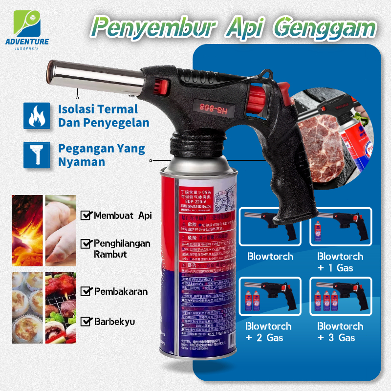 Jual Kepala Gas Portable Torch BBQ Blow Torch Flame Gun Korek Metal ...