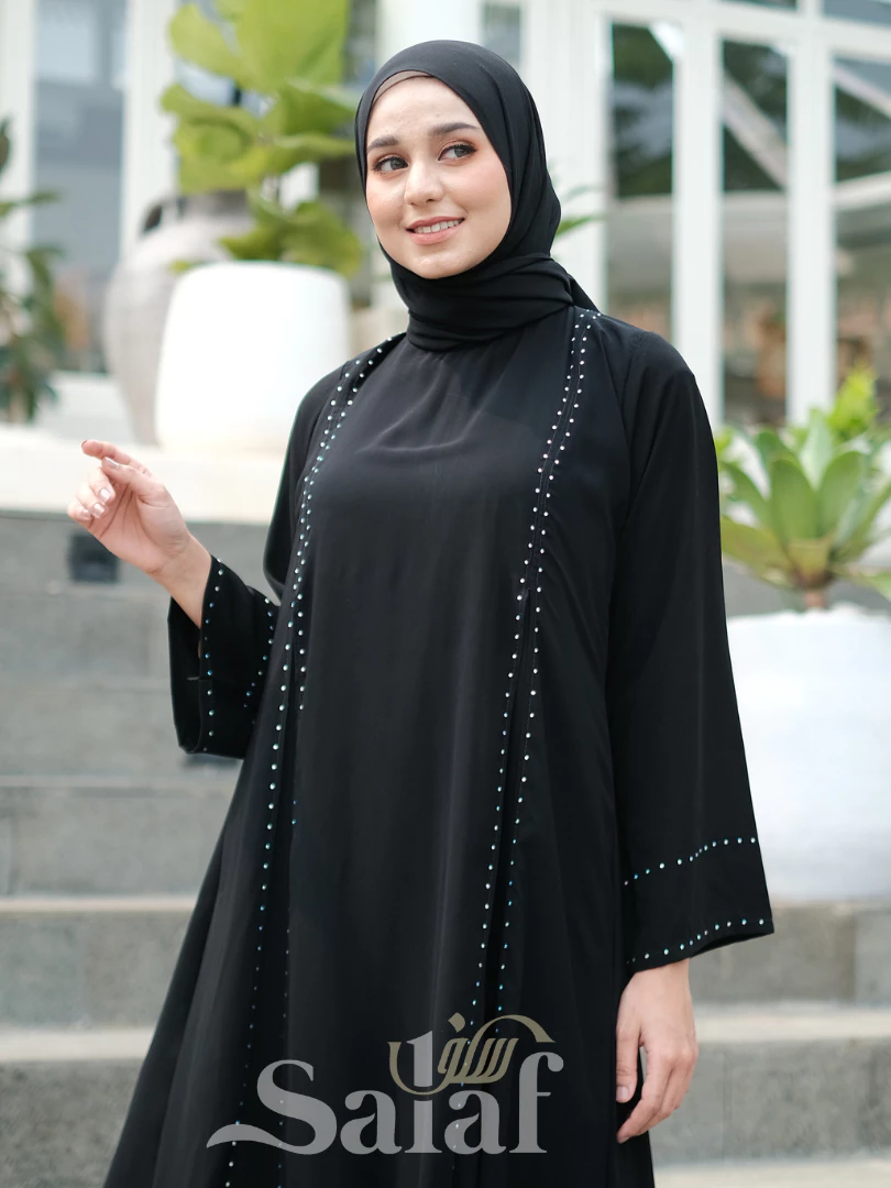 Abaya Turkey Gamis Hitam Turki detail keseluruhan desain