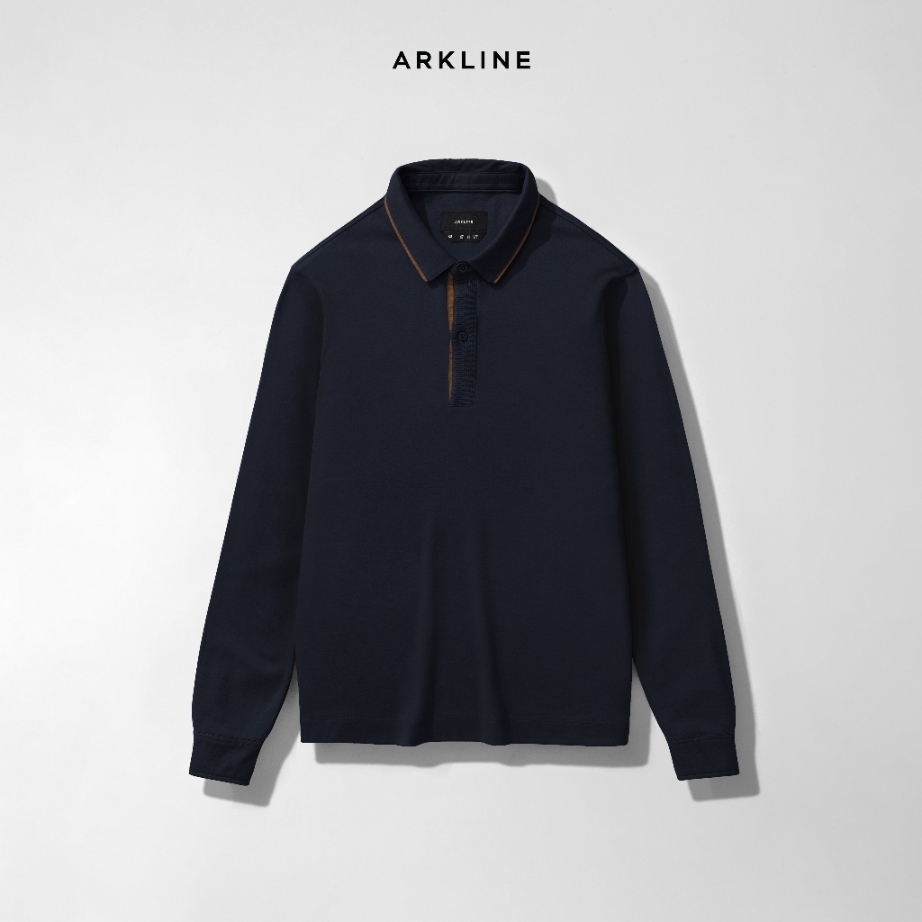 Jual Arkline Gentle Polo LS Shirt Deep Navy | Shopee Indonesia
