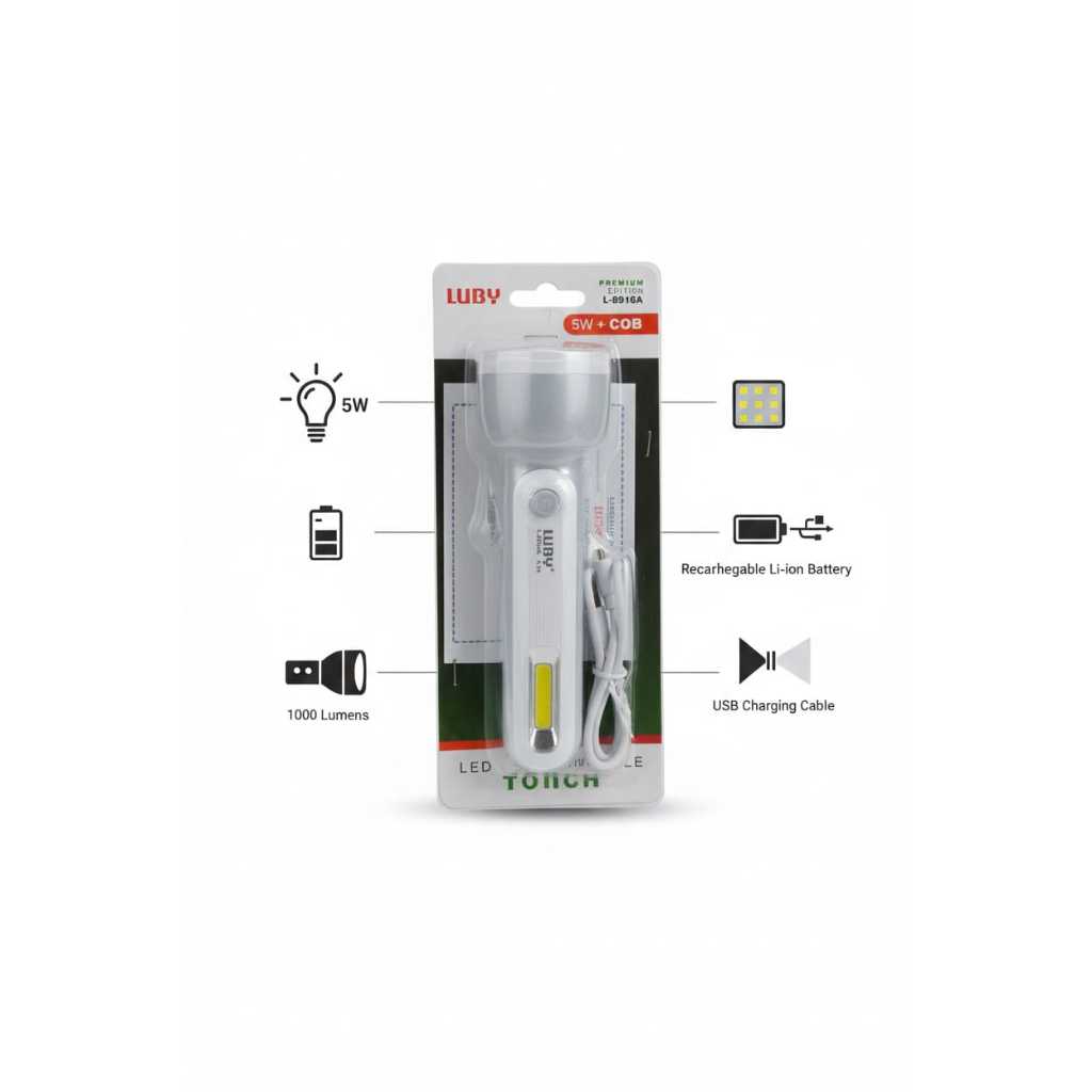 Jual LUBY LED Rechargeable Torch / Pro Lumeno 2in1 Rechargeable LED ...