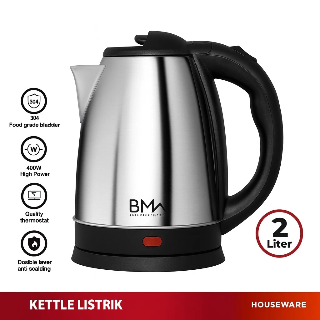 BMW Teko Listrik Stainless 2 Liter Review: Kapasitas Besar, Aman, dan Elegan untuk Kebutuhan Air Panas Keluarga