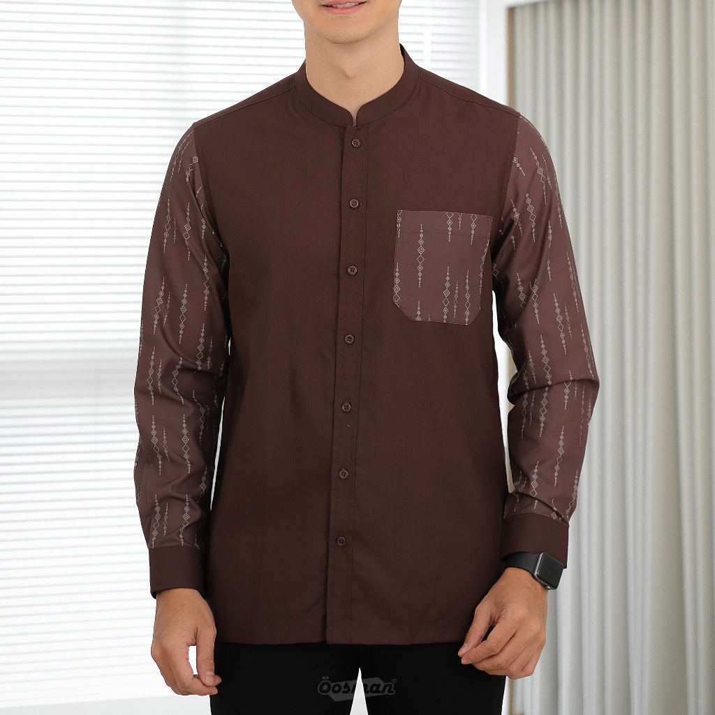 Oosman - Kemko Hilal Kemeja Koko Pria Lengan Panjang Dewasa Premium Mahogani | Burgundy | Putih | Hitam | Krem