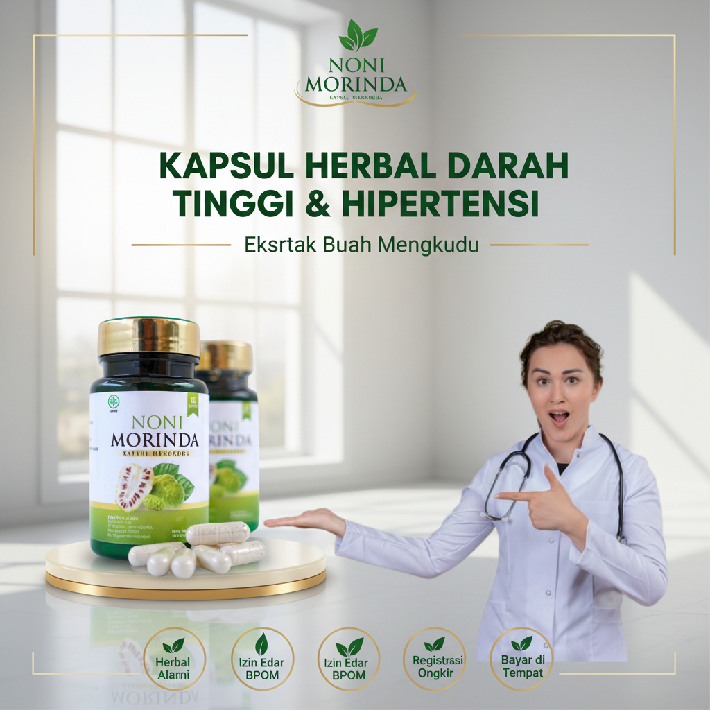 Noni Morinda Original 60 Kapsul Mengkudu - Herbal Menurunkan Tekanan Darah Tinggi & Kolesterol Alami