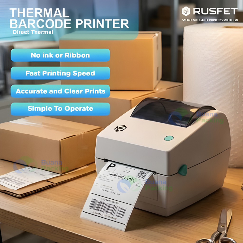 Jual RUSFET THERMAL PRINTER LABEL BARCODE HIGH SPEED 4inch USB THERMAL ...