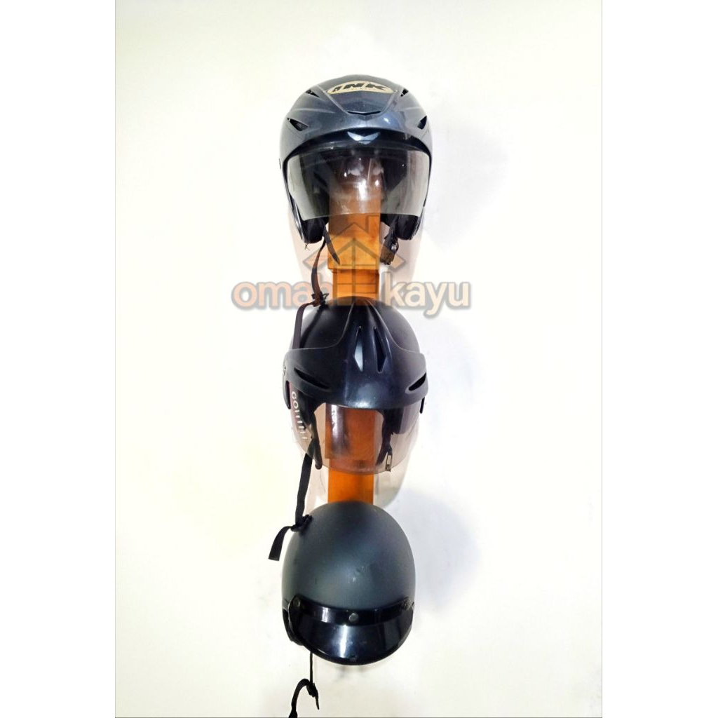 Jual Gantungan helm rak helm tempel dinding kayu jati belanda (vertikal ...