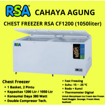 Jual CHEST FREEZER RSA CF1200 / CF-1200 / CF 1200 2 PINTU 1050L ...