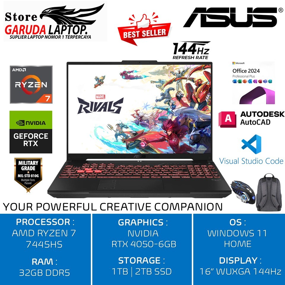 Jual Laptop Gaming Asus TUF Gaming A16 FA607NUG Ryzen 7 7445HS RTX4050 ...