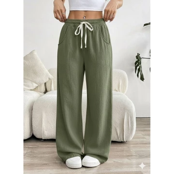 Celana Kulot Wanita Bahan Linen Premium Tali Serut Pinggang Full Karet Highwaist