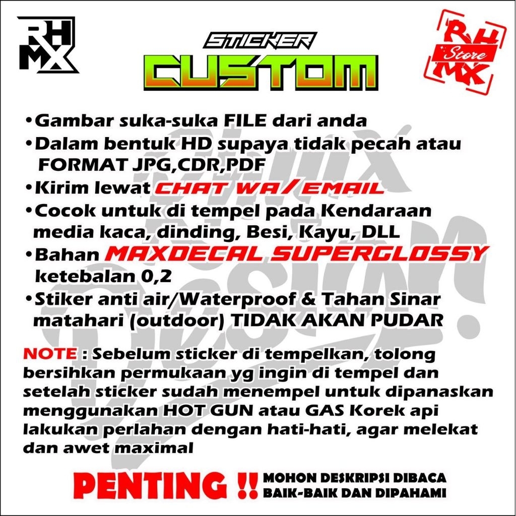 Jual stiker custom decal request gambar logo sticker request khusus ...