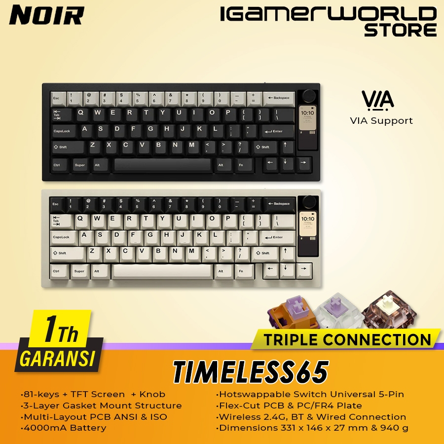 Jual Noir Timeless65 Multi Layout Gasket Mount 65% Wireless Triple ...