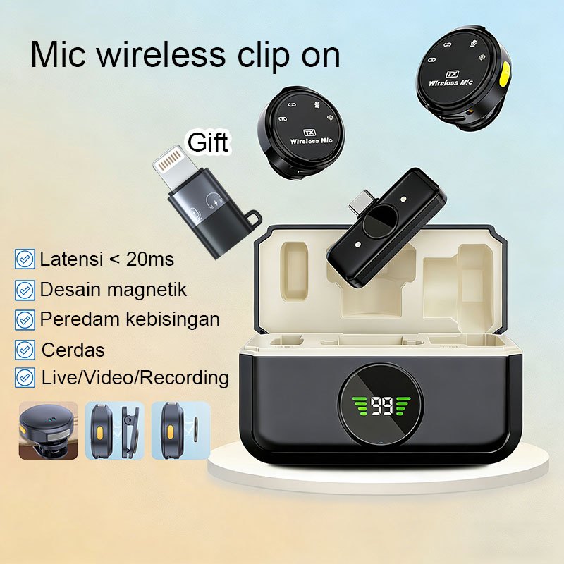 Jual 2Mic+Type-C+IOS Mic wireless clip on 2 Mic Pengurangan Kebisingan ...