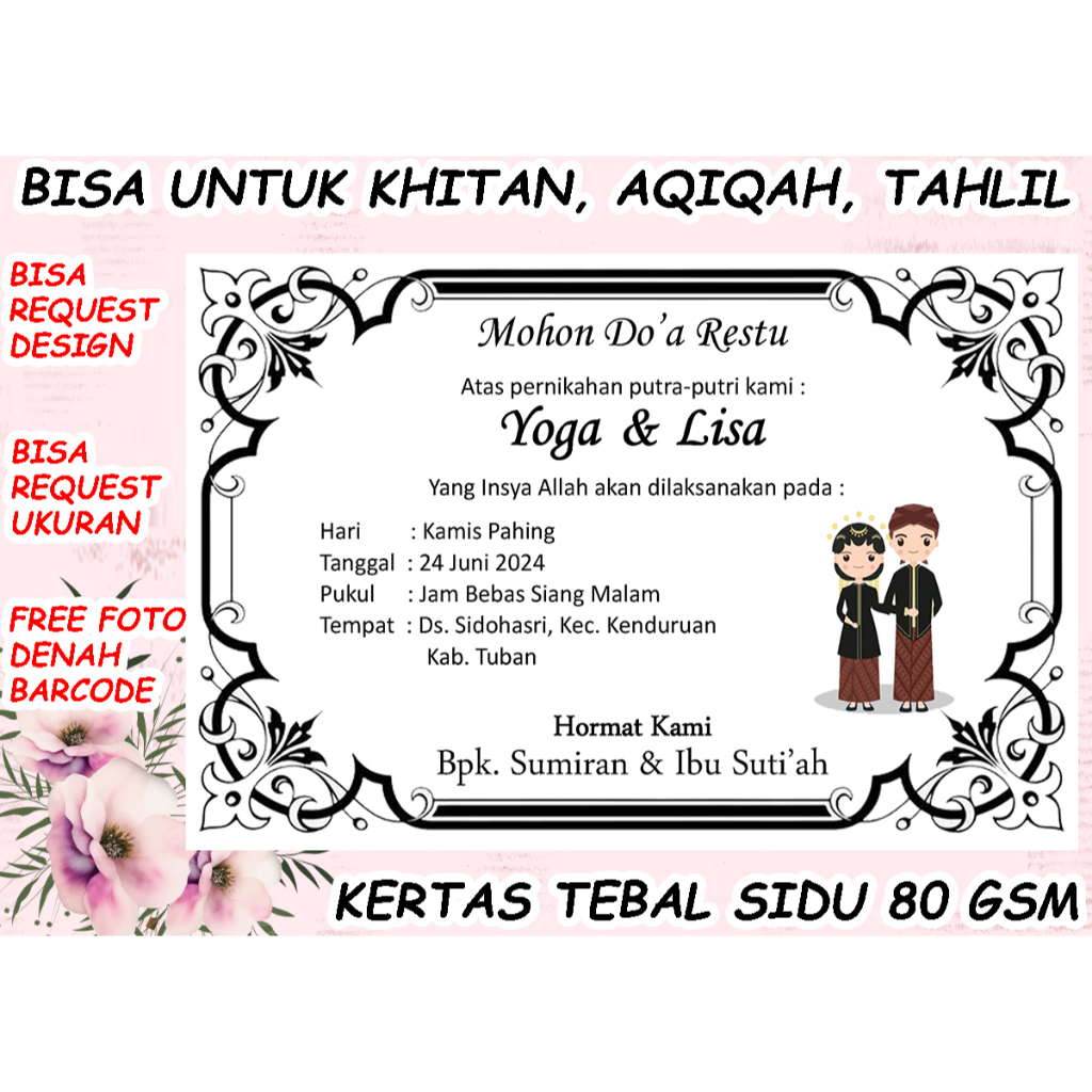 Jual (1-2HARI JADI) (BELI 1 GRATIS 1) undangan untuk ditempel di sabun ...