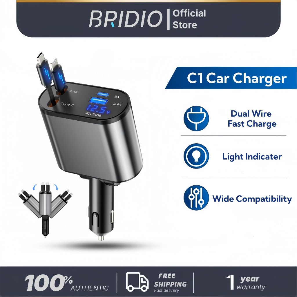 Jual Bridio C1 Fast Charger Car 120W Charging Pengisian Cepat - Kabel ...