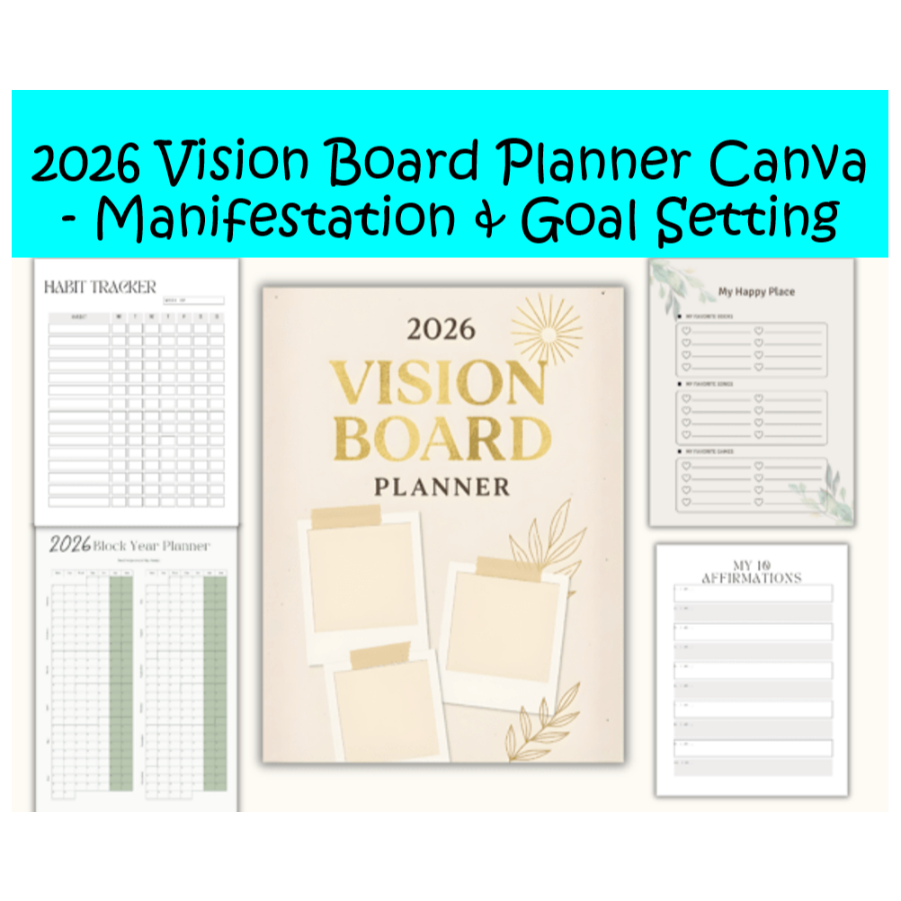 Jual 2026 Vision Board Planner Canva - Manifestation & Goal Setting ...