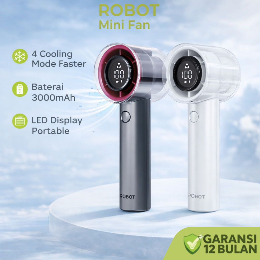 Jual ROBOT Kipas Mini Portable RT-BF26 Kipas Angin Mini Grey Portable ...