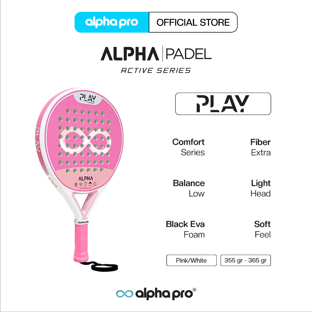 Jual Alpha Raket Padel Play Fiberglass Racket Paddle Padelball Pink ...
