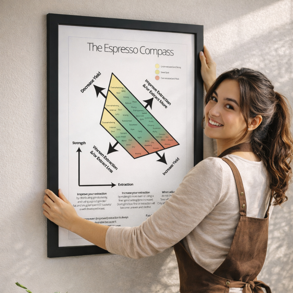 Jual Poster Kopi Espresso Coffee Compass Wooden Frame – Brewing ...