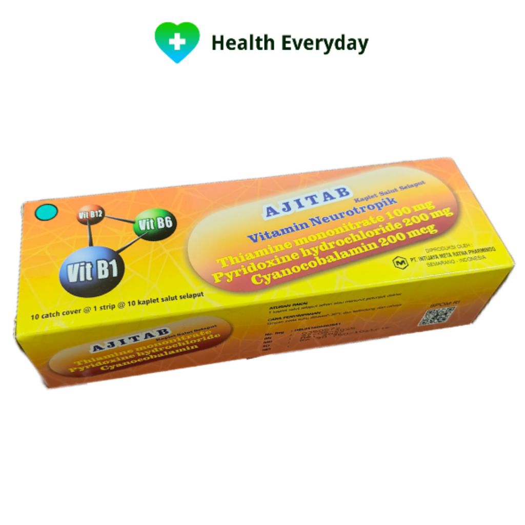 Jual AJITAB Vitamin B1, B6, B12 Kaplet Salut Selaput isi 100s/Dus ...