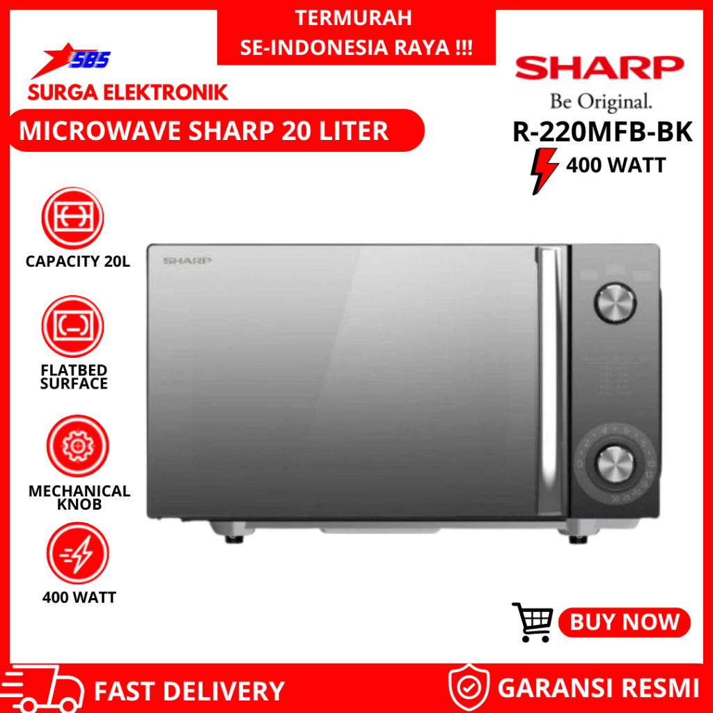 Jual Microwave Oven Solo Flatbed Sharp R-220MFB-BK 20 Liter | Shopee ...