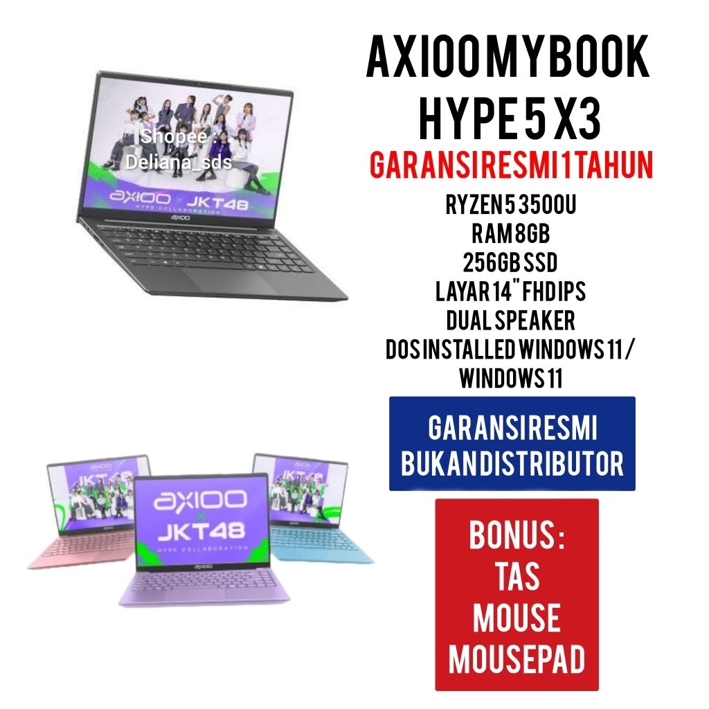 Jual Laptop Axioo Mybook Hype 5 X3 Ryzen 5 3500U 8GB/256GB SSD 14