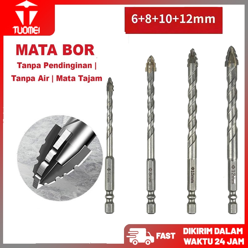 Jual Set Mata Bor Kering Baja /Kaca Marmer dan Besi/Tajam 4 Sisi Ukuran ...