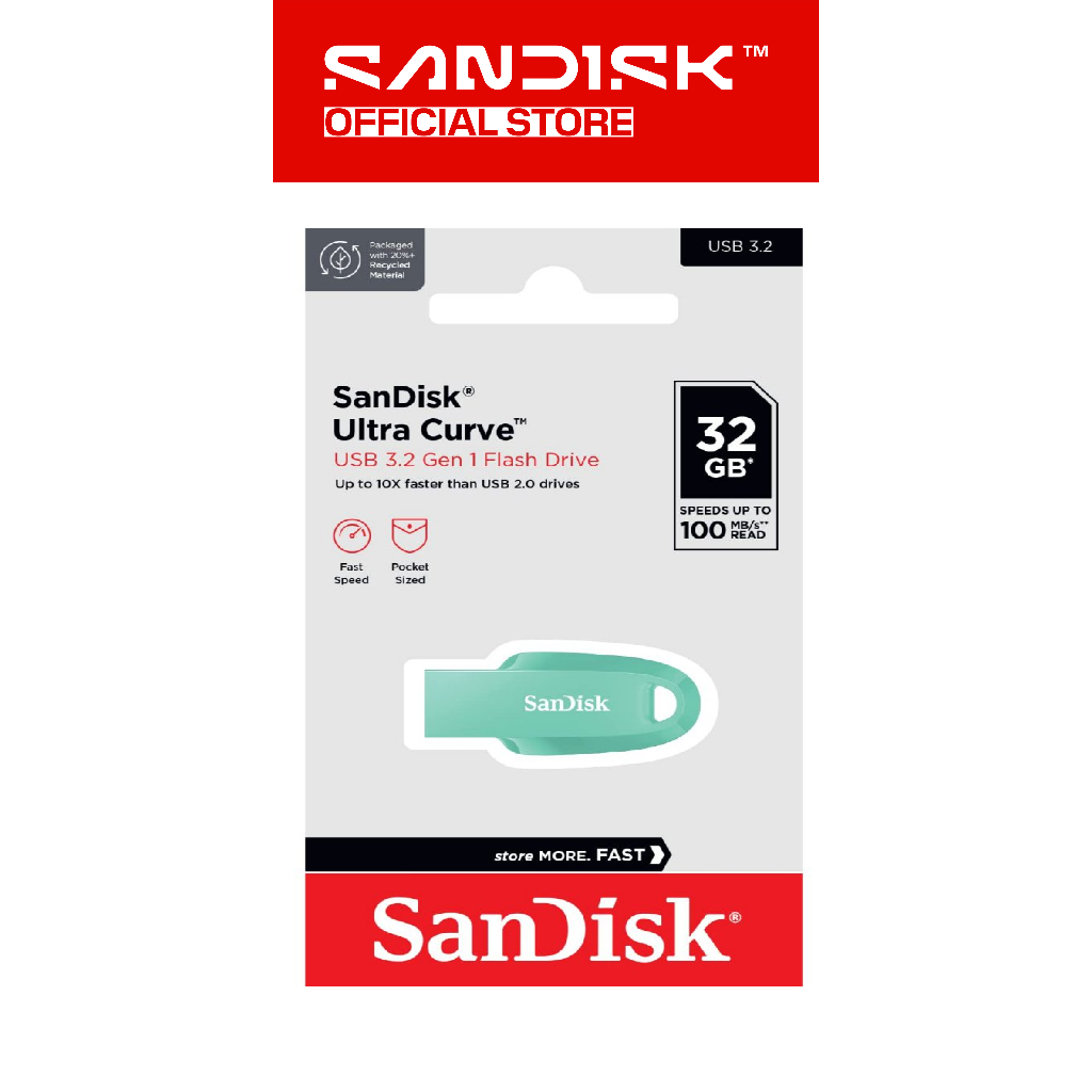SANDISK CZ550 Ultra Curve 32GB USB 3.2 Mint Green / Hijau (Up to 100MB/s) - Flashdisk (4)