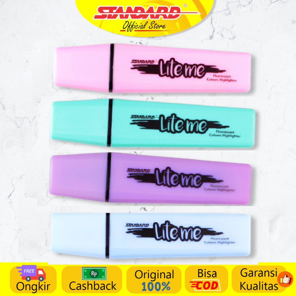 Standard - Lite Me Square Warna Pastel ( Highlighter / Text Marker / Penanda Warna )