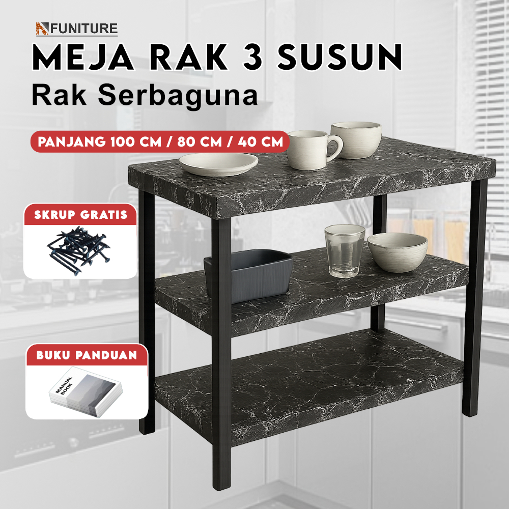 Jual Rak Meja Serbaguna 3 Susun / Meja dapur / Meja belajar / Meja ...