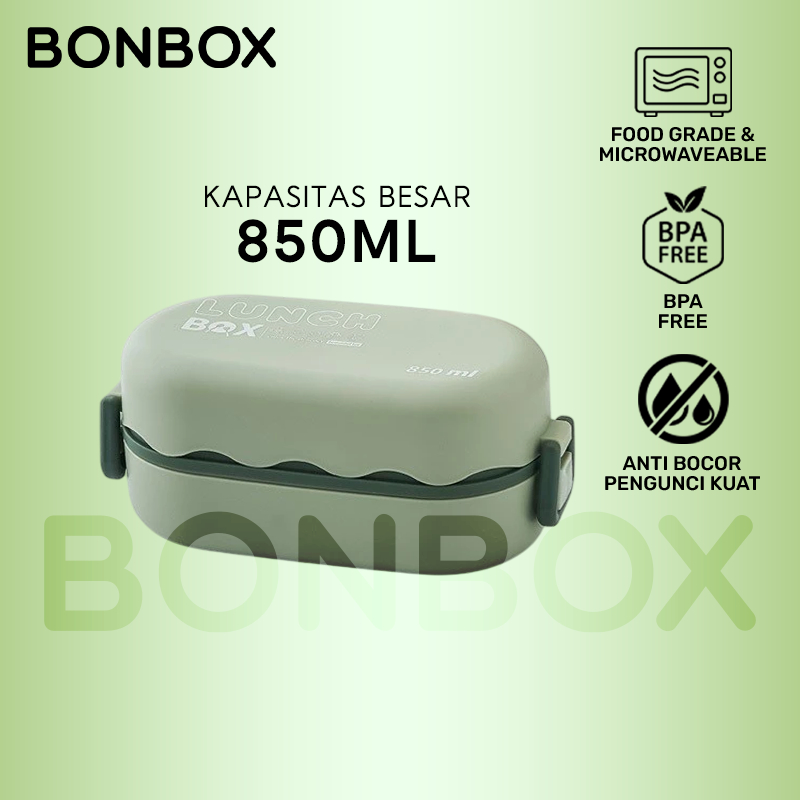 Jual BOX Protection BONBOX Premium 2-Tier Lunch Box with Utensils ...