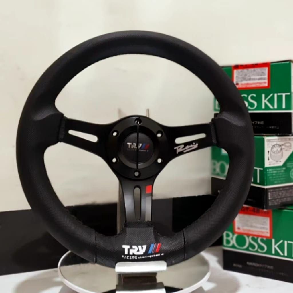 Jual Setir Mobil Racing TRV Drifting Kulit Ring 10-15 Inch Hitam line ...