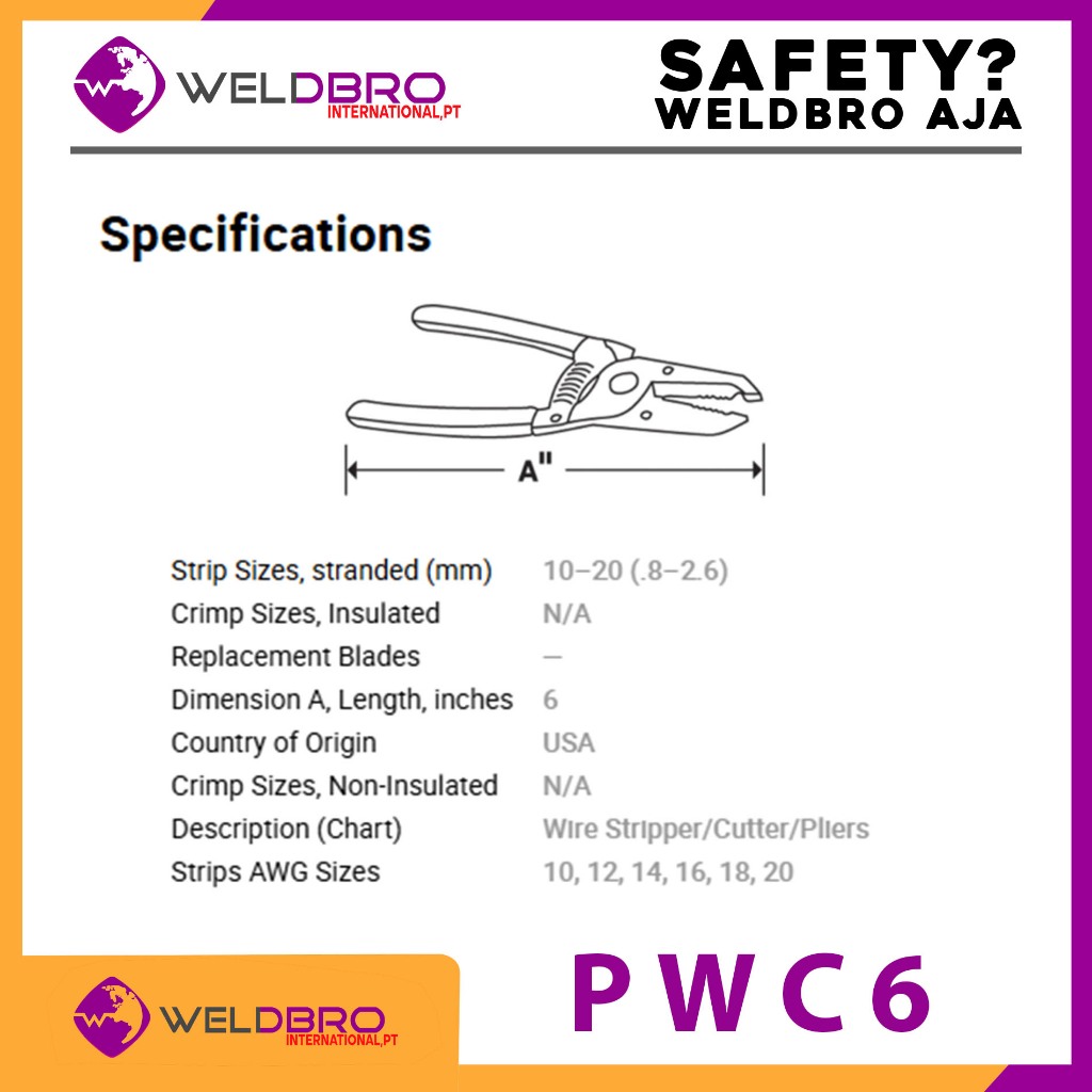 Jual Bluepoint PWC6 Wire Stripper/ Cutter/ Crimper/ Bolt Cutter Tang ...
