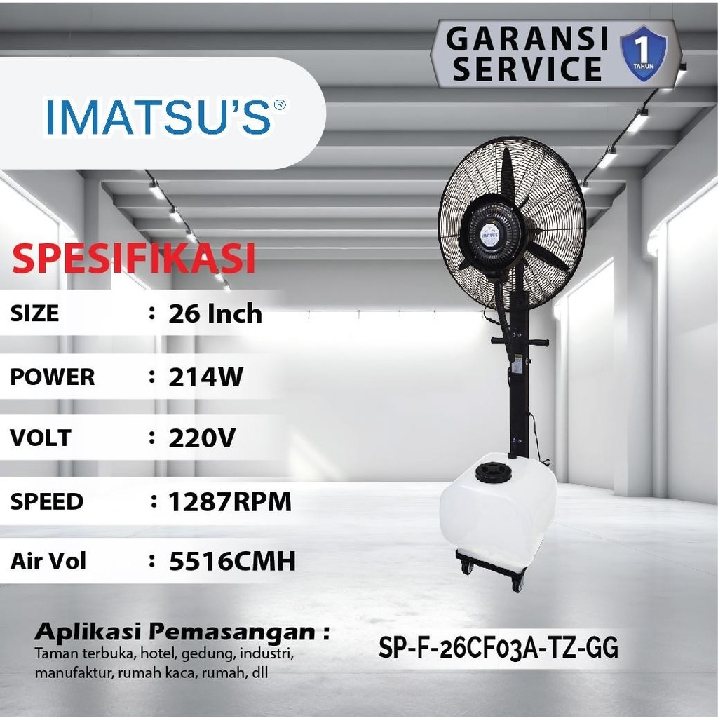 Jual IMATSU'S Spray Fan 26 Inch Kipas Angin Embun Misty Fan Kapasitas ...