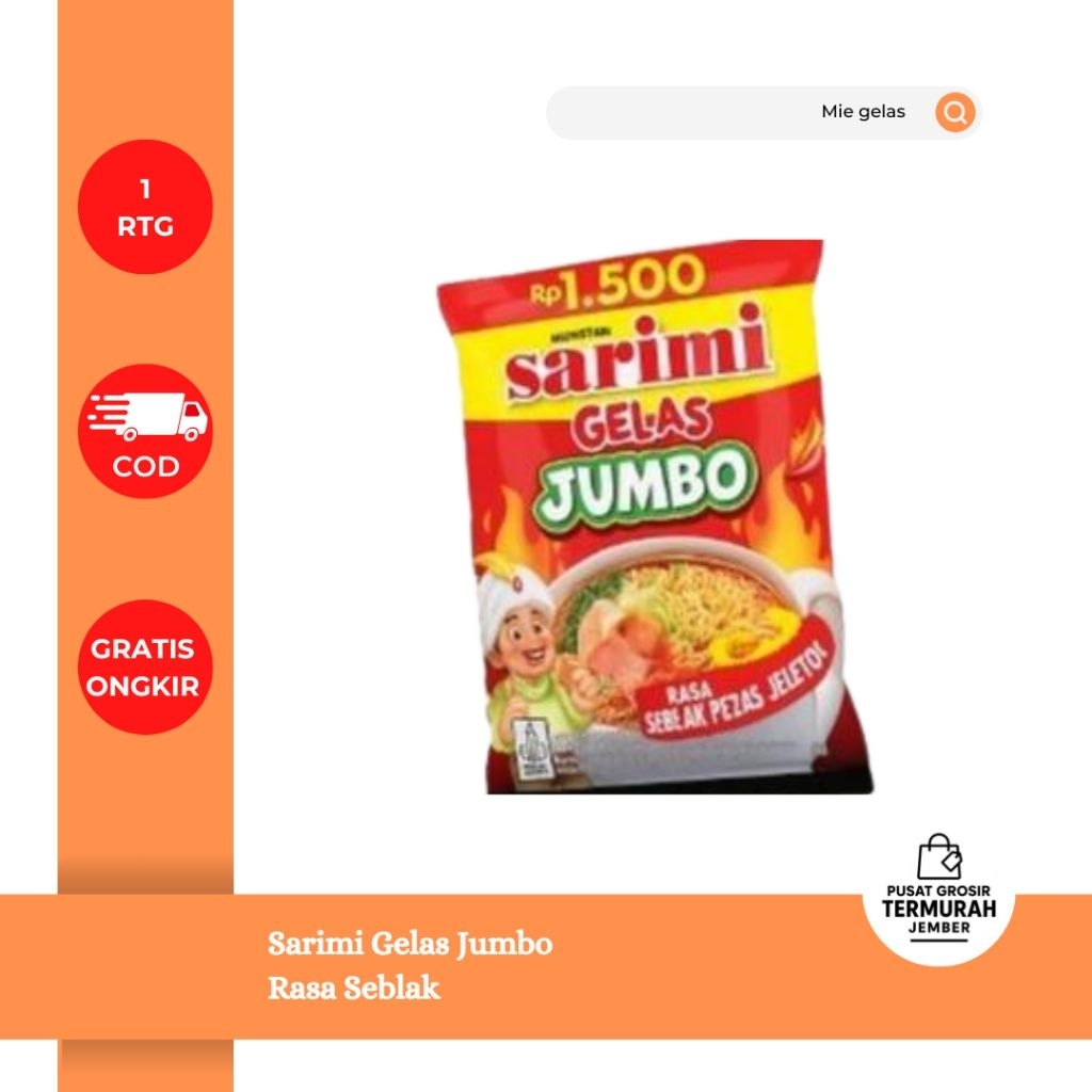Jual Sarimi Gelas Jumbo Seblak 1 Renteng Isi 10 | Shopee Indonesia