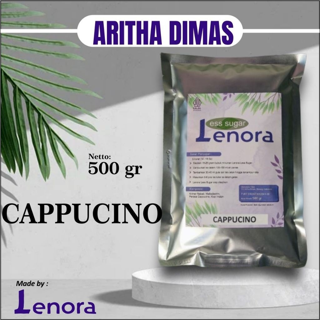 Jual Lenora Powder Plain Cappucino Bubuk Minuman Less Sugar 500gr ...