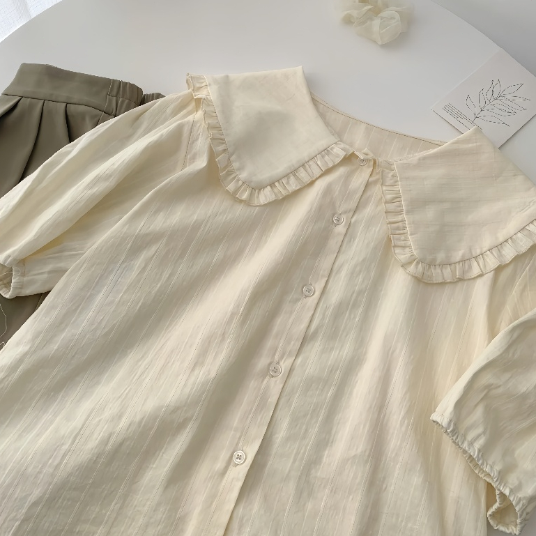 RANR Blus Leher Boneka - Blus Lengan Gelembung Wanita Ranr-Closet foto 5