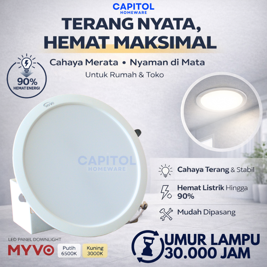 Jual Lampu Downlight IB Panel LED Inbow Bulat 6W 9W 12W 15W 18W 25W ...