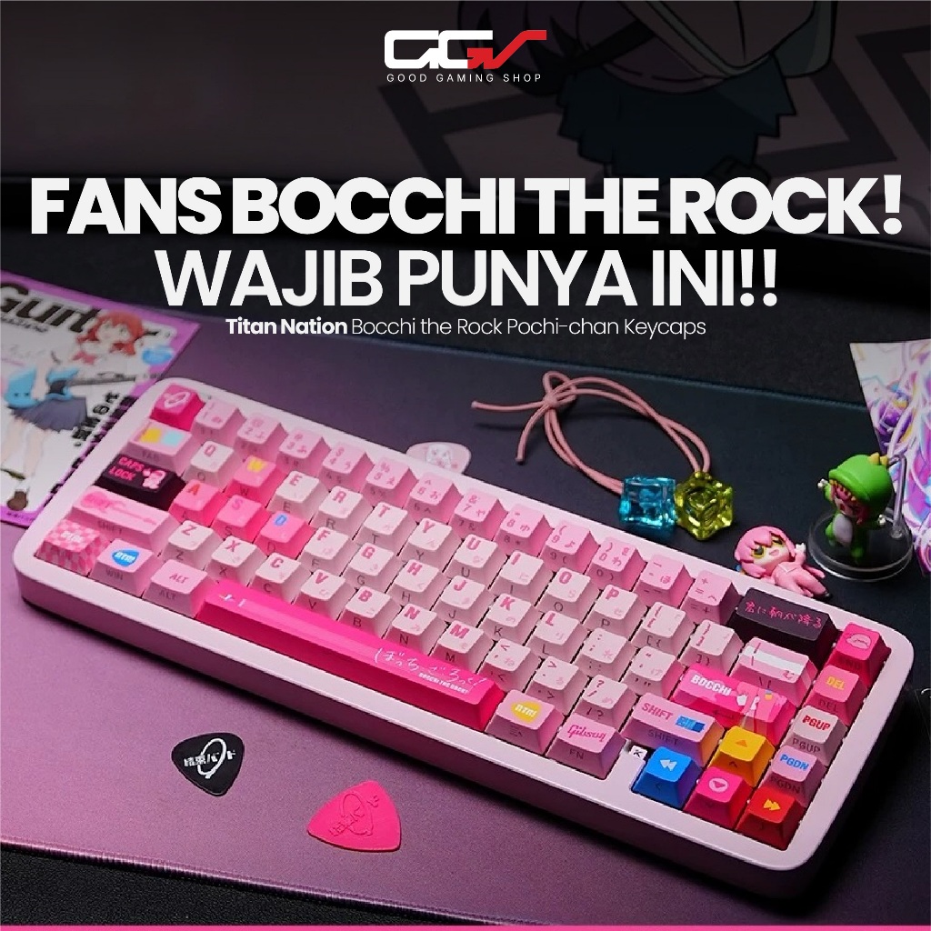 Jual Titan Nation Bocchi the Rock Pochi-chan Keycaps – Pink PBT Set ...