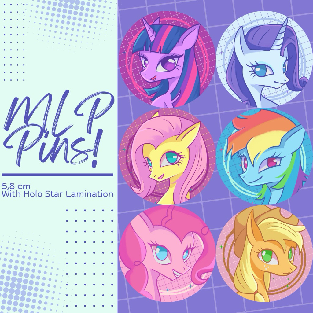 Jual Fanmerch button pin my little pony mlp (twilight, apple jack, rd ...