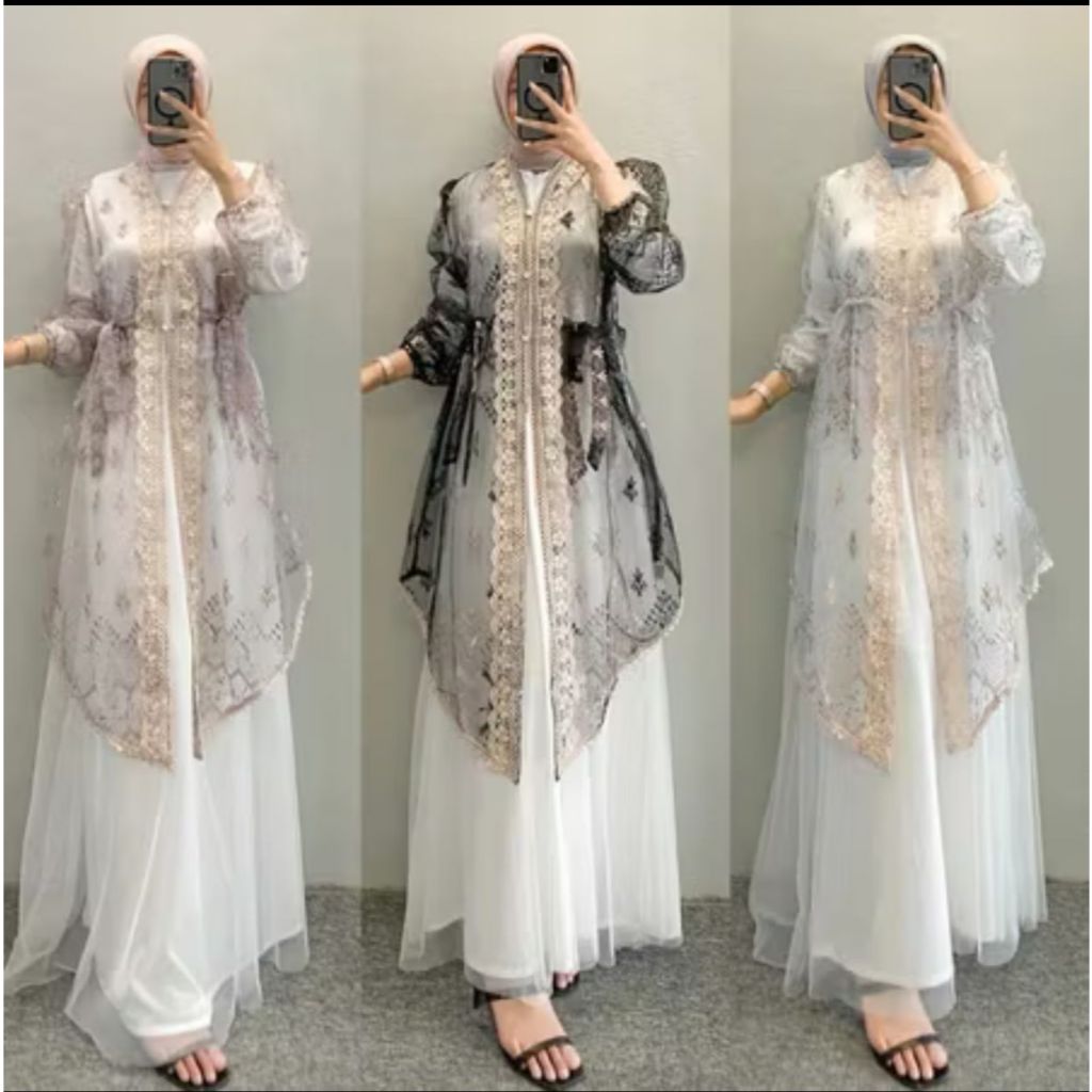 Jual Raya Dress satu Set Inner Outer Dan Rok Tutu Elang Busana Gamis ...