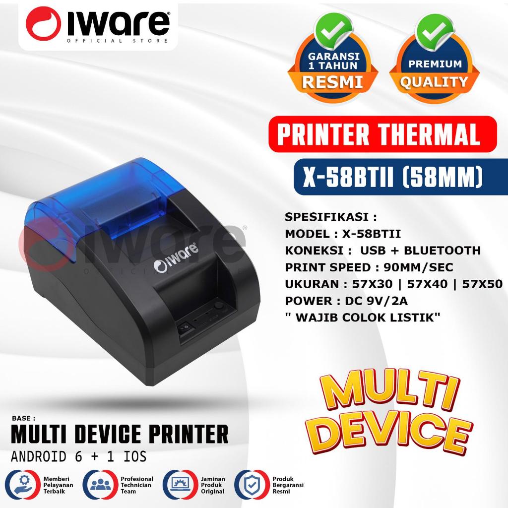 Jual Iware Printer Thermal PPOB RPP02N/X58BT Struk Kasir Usb Bluetooth ...