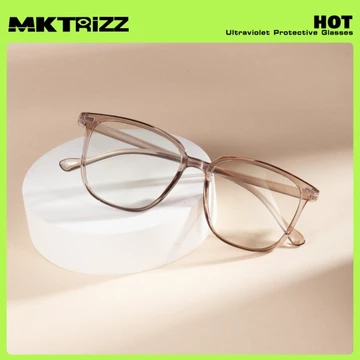 MAKRIZZ Kacamata Trendy Photochromic Anti Radiasi Blueray Minus Kacamata Trendy Bingkai Besar